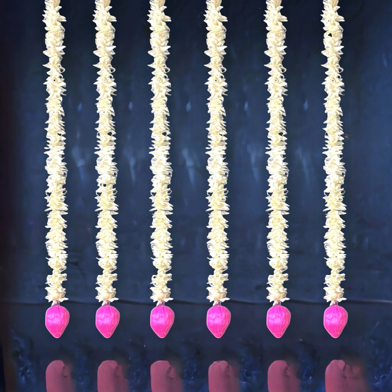 Lotus Buds Jasmines Gajra Artificial Floral Decor Indian Wedding Decor Garland for Decoration Strings with Jasmine Diwali Pooja Backdrop Day of the Dead